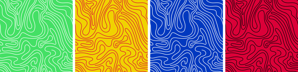 Color abstract seamless pattern set.  Vector trendy background for poster, festival, music and textile