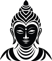 Buddha Face Silhouette, Serene Expression, Spiritual Icon, Contemplative Pose, Transparent