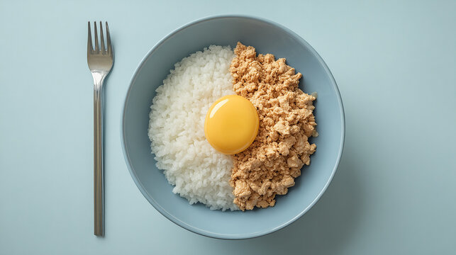 Bowl of Chicken Soboro Rice with Neat Egg Division
