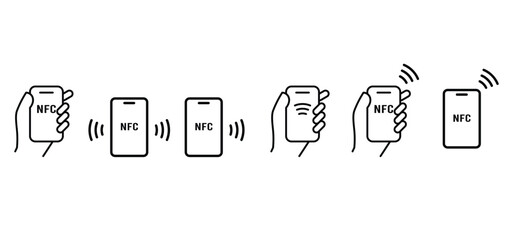 NFC payment icon set. Contactless wireless pay sign. vector eps 10.