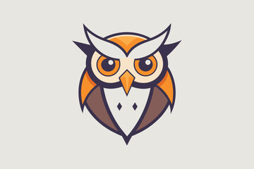 A simple cartoon illustration of an owl with orange and brown feathers, against a white background.
