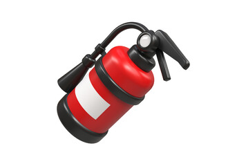 Naklejka premium A red fire extinguisher. The concept of fire safety. Indoor safety device, symbol of emergency extinguishing of a local fire. 3d cartoon-style icon