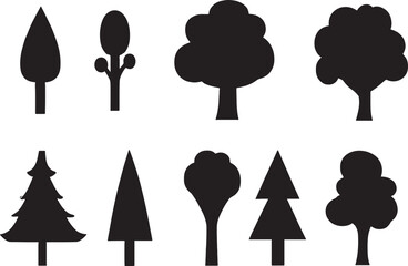 Set of Stylized Trees in Different Shapes – Vector Tree Collection for Nature and Landscape Designs