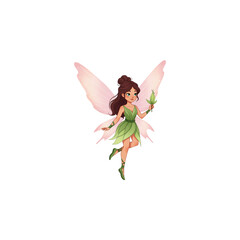 Magical fairy illustration with wings isolated on transparent background