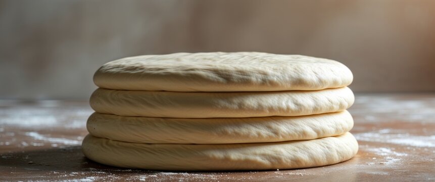 Neatly stacked dough ready for baking showcasing the art of culinary preparation and baking techniques.