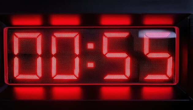 A red countdown timer shows fifty five seconds in a crucial moment of athletics.