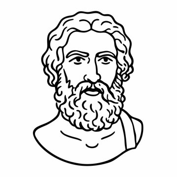 recommend clip art: Ancient Philosopher Line Art Illustration Historical Greek Figure with Beard and Classical Robe