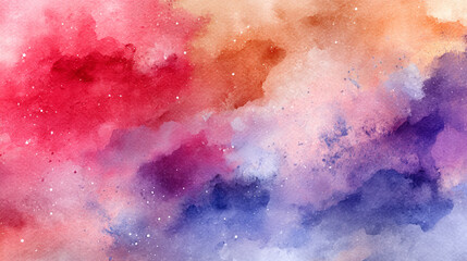 Obraz premium An abstract watercolor painting featuring a vibrant mix of red orange purple and blue hues and textures
