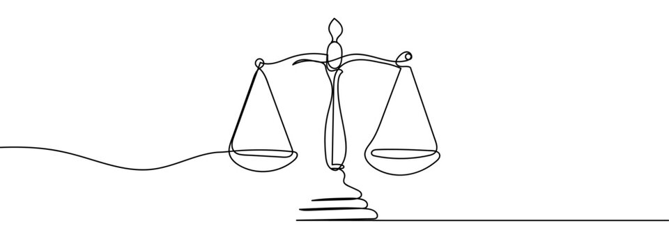 Continuous line, business illustration, scale line art vector illustration editable stroke.