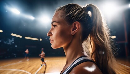 A focused athlete gazes ahead, embodying strength and readiness as the game approaches.