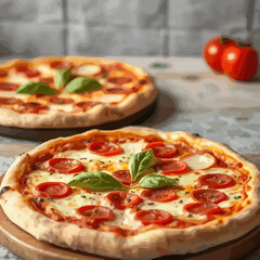 illustration of italian pizzas