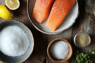 Fresh Rainbow Trout with a Sprinkle of Kosher Salt / Close-Up of Rainbow Trout / Fresh-Caught Rainbow Trout