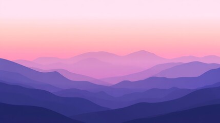 Obraz premium Pastel purple and pink mountain range at sunset.