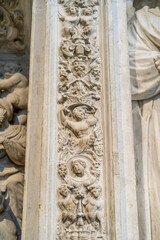 Ornate Religious Sculpture of a Bishop in Ávila Cathedral