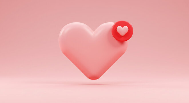 A gentle pink heart receives a loving notification, a sweet symbol of connection and affection on a soft pink background.