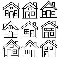 House icon set. Home vector illustration sign. Hotel symbol. Simple house symbol. Smart home icon collection. Main page pictogram in filled, thin line, outline editable Stroke. house icon, housing.