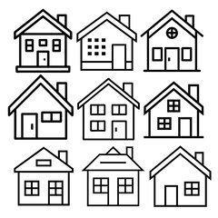 House icon set. Home vector illustration sign. Hotel symbol. Simple house symbol. Smart home icon collection. Main page pictogram in filled, thin line, outline editable Stroke. house icon, housing.