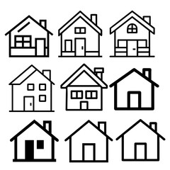 House icon set. Home vector illustration sign. Hotel symbol. Simple house symbol. Smart home icon collection. Main page pictogram in filled, thin line, outline editable Stroke. house icon, housing.