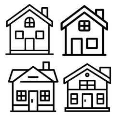 House icon set. Home vector illustration sign. Hotel symbol. Simple house symbol. Smart home icon collection. Main page pictogram in filled, thin line, outline editable Stroke. house icon, housing.