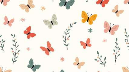 Flower and leaf seamless patterns in doodle-style tile designs with graphic format.