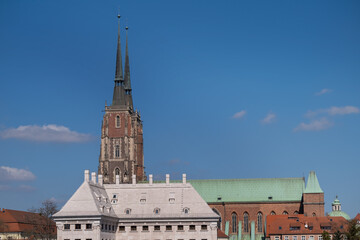 Fototapeta premium Cathedral of St. John the Baptist in Wroclaw cityscape
