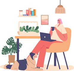 Woman growing home garden vector illustration