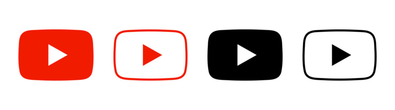 Ukraine, Kyiv- April 7, 2025. Youtube logo set in different shape. Play button Youtube for a website or application.