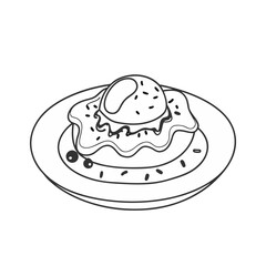 Vector illustration of a savory dish with a fried egg on top, garnished and served on a plate, ideal for breakfast or brunch-themed designs.
