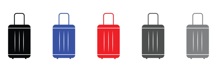 Suitcase Icon Set. Luggage Bag Icon. Travel Trip Flight Trolley Sign. Rolling Baggage Icon for UI Designs. Vector Illustration .EPS 10 . 