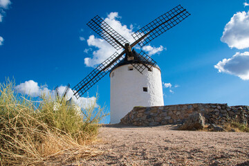 photographs of landscapes of windmills in the town of Consuegra, Toledo