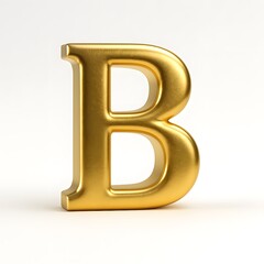 A luxurious 3D rendering of the letter B in shiny gold with a realistic metallic finish, placed on a clean white background. Perfect for premium branding, alphabet design, or elegant visual compositio