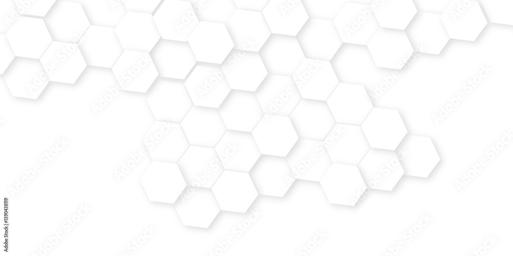 Wall mural abstract white soft hexagon concept design abstract technology background vector. white 3d futuristi