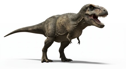 Fototapeta premium A detailed depiction of a Tyrannosaurus Rex on a pristine white background