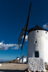 photographs of landscapes of windmills in the town of Consuegra, Toledo