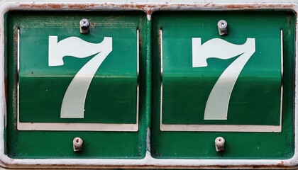 Bright green scoreboard displays the number seven during an exciting competitive match outside.