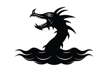 vector silhouette of a leviathan rising from deep water 