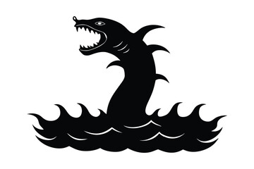 vector silhouette of a leviathan rising from deep water 