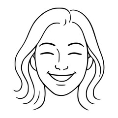 A smiling face with eyes slightly squinted, radiating happiness.