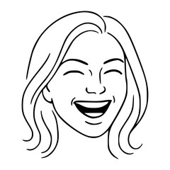 Open mouth, wide smile, eyes crinkled in genuine laughter.