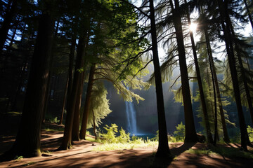 Obraz premium Waterfall in Enchanted Forest