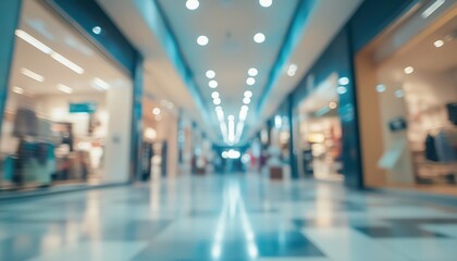 Interior View Of Store In Shopping Mall With Blurred Focus. Presentation Of Store Within Shopping Mall Environment. Artistic Blurring Of Interior Focus.