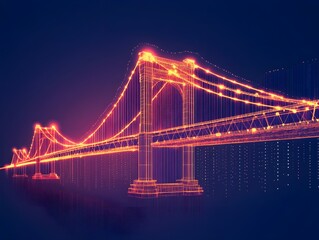 Obraz premium Digital bridge that connects the world and represents a global network and connectivity.