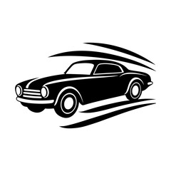 Naklejka premium Classic automobile vector illustration for vintage vehicle transportation design . silhouette on white background.