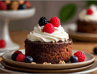 strawberry cake illustration