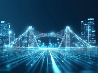 Obraz premium Digital bridge that connects the world and represents a global network and connectivity.