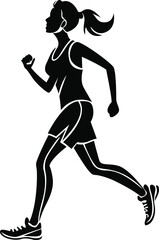 Fitness Silhouette Person Running with Determination