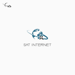 
An illustration depicting a satellite above the Earth, in the form of a symbol and logo