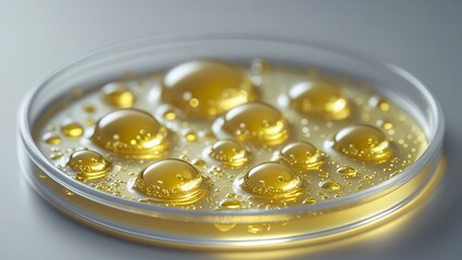 Luminous Gold: Close-up of Viscous Bubbles
