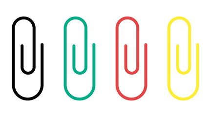 Set of colorful paperclips in doodle style
