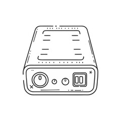 Fototapeta premium Clean vector illustration of a portable power bank with minimal details, ideal for tech, travel, and energy-related concepts.